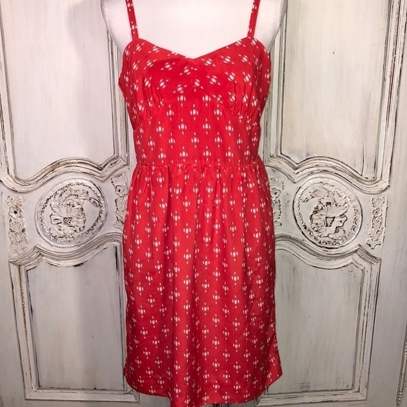 J. Crew Dresses & Skirts - J. Crew Spaghetti Strap Shirtwaist Red and White Summer Dress